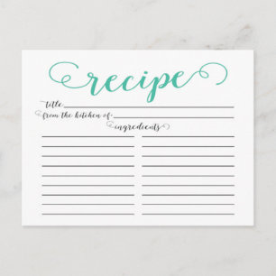 Moderne Jade Script Vrijgezellenfeest Recept Kaart