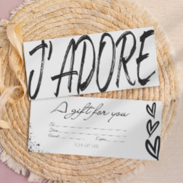 Moderne j'adore zwart-wit cadeaubon kaart