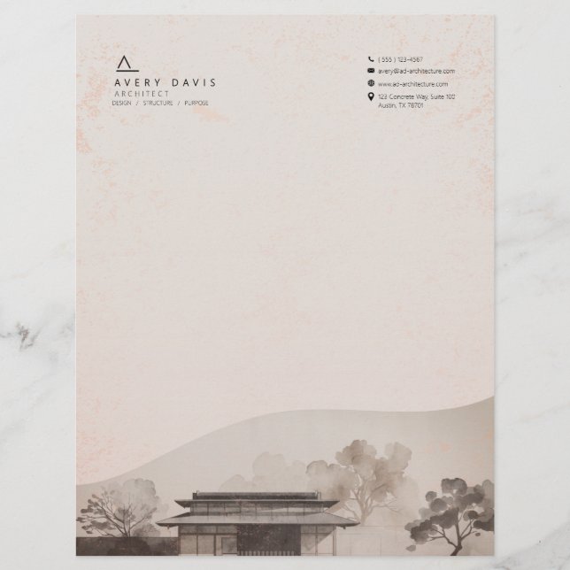 Moderne Japandi-architect  Briefhoofd (Voorkant)