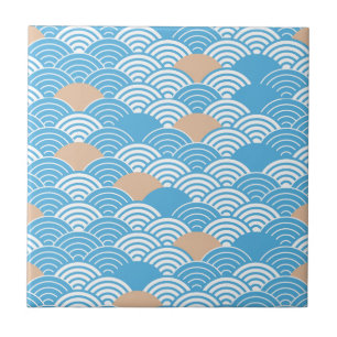 Moderne Japanse Seigaiha-golven en rijzende zon Tegeltje
