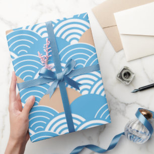 Moderne Japanse Seigaiha-golven & Rijzende Zon Cadeaupapier
