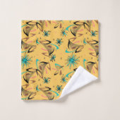 Moderne jaune noir turquoise du milieu du XXe sièc (Gant de toilette)