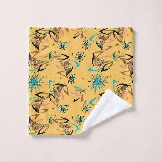 Moderne jaune noir turquoise du milieu du XXe sièc (Gant de toilette)