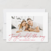 Moderne Jingle helemaal rood script foto Feestdagenkaart (Voorkant)