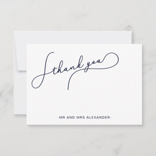 Moderne Joli Script Bleu et Faux Or Merci (Devant)