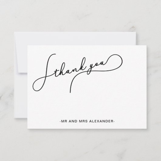 Moderne Joli Script Merci noir et blanc (Devant)