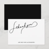 Moderne Joli Script Merci noir et blanc (Devant / Derrière)