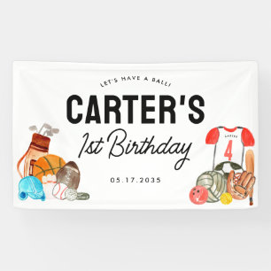 Moderne Jongens Sport Ballen All Star Kids Verjaar Spandoek