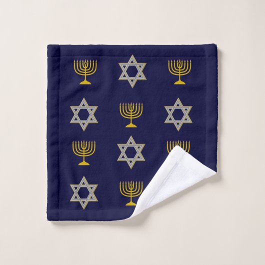 Moderne joodse ster van David Menorah Monogram Bad Handdoek (Wasdoekje)