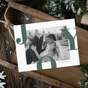 Moderne JOY kerstfoto   minimalistisch Briefkaart