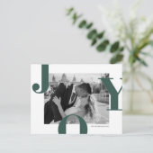 Moderne JOY kerstfoto | minimalistisch Briefkaart (Staand voorkant)