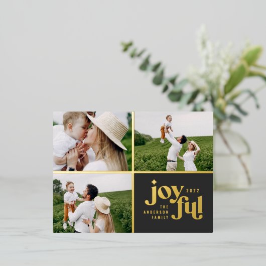 moderne joyeuse 3 feuille photo carte postale vaca (Debout devant)