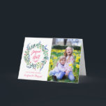Moderne Joyeux Noël | Carte De Photo De Noël<br><div class="desc">Carte moderne avec photo. La carte une couronne de fleurs peintes à l'aquarelle et place pour le texte et une photo.</div>