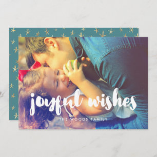 Moderne Joyful voeux carte photo de vacances