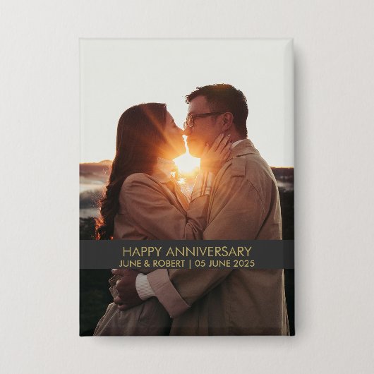 Moderne jubileumfoto liefde button (Voorkant)