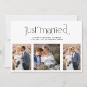 Moderne Just Married 4 Foto Ontvangst Kaartje Alle Kaart (Voorkant)