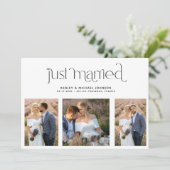 Moderne Just Married 4 Foto Ontvangst Kaartje Alle Kaart (Staand voorkant)