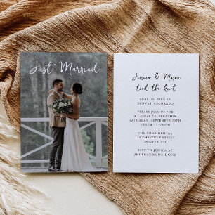 Moderne 'Just Married' Foto Elopement Aankondiging