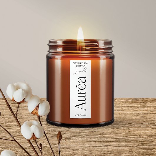 Moderne Kaarsenpot Dun Verticaal Label