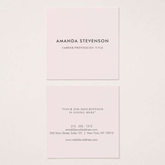 Moderne kaart met Blush roze profiel voor professi (Voorkant /achterkant)