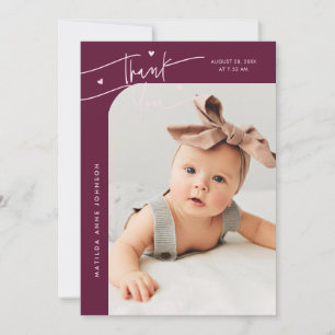 Moderne kaart met hart cranberry foto geboorteaank