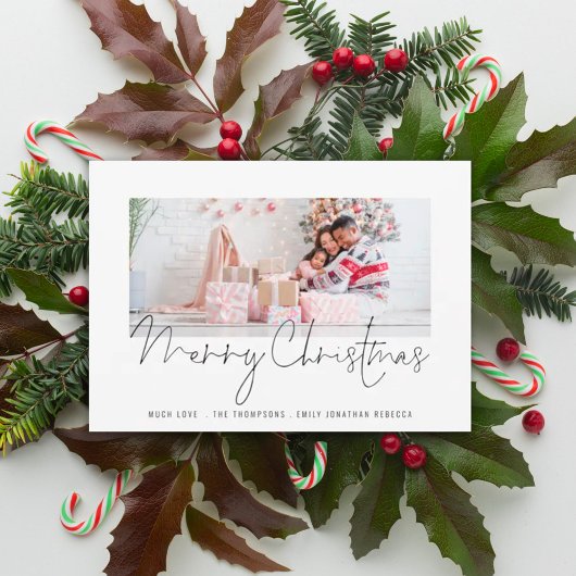 Moderne Kaart met het fotoscript Merry Kerstmis