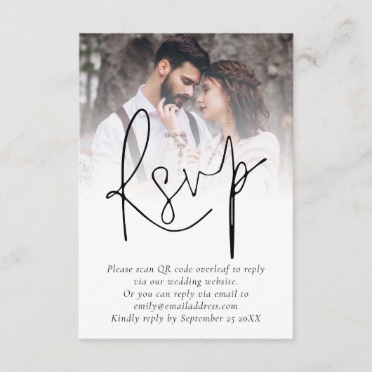 Moderne Kaart met RSVP-weddenschap over QR-code vo (Voorkant)
