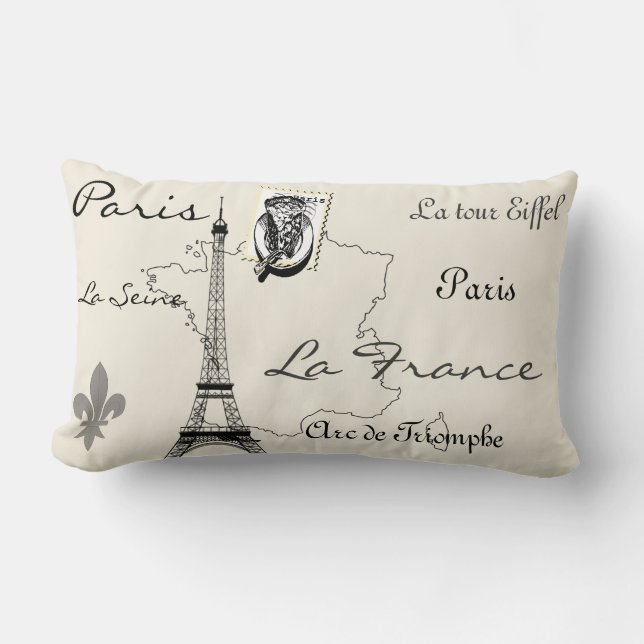 Moderne  kaart Parijs Eiffeltoren Kussen (Voorkant)