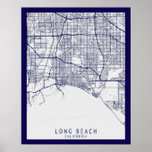 Moderne kaart van Long Beach City Poster (Voorkant)