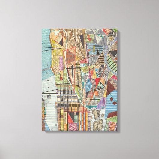 Moderne kaart van New York I 3 Canvas Afdruk (Voorkant)