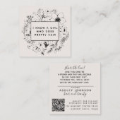 Moderne Kaart voor blush en zwarte doorverwijzing Vierkante Visitekaartje (Voorkant / Achterkant)