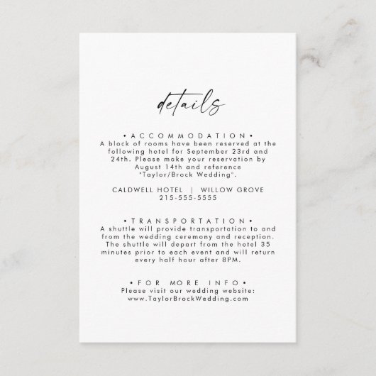 Moderne Kaart voor bruiloft in script (Voorkant)