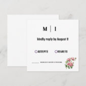 Moderne Kaart voor Floral Wedding RSVP (Voorkant / Achterkant)