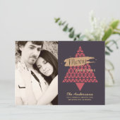 Moderne Kaart voor Kerstmis met foto's - Mauve Roo (Staand voorkant)