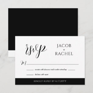 Moderne Kaart voor Manuscript Black & White Weddin Notitiekaartje