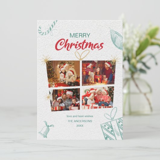 Moderne Kaart voor prettige kerstfeestdagen met fo (Staand voorkant)