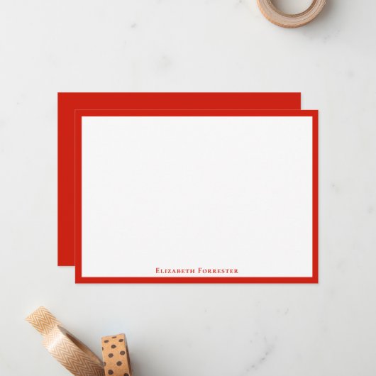 Moderne kaart voor rode rand van Snoep met platte  Notitiekaartje (Voorkant / Achterkant in situ)