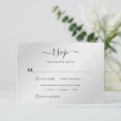 Moderne Kaarten van Navy Blue en Silver Wedding RS RSVP Kaartje (Staand voorkant)