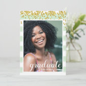 Moderne Kaarten voor groene en Gold Striped Afstud (Staand voorkant)