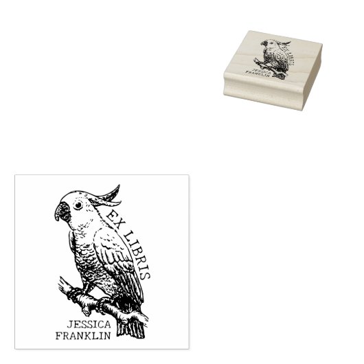 Moderne Kaketoe, Bibliotheek Ex Libris Boek Rubberstempel (Gestempeld)