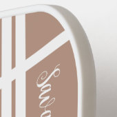 Moderne kaki witte strepen aangepaste naam pickleball paddle (Links Detail)