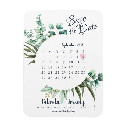Moderne kalender Eucalyptus Bewaar de datum magnet Magneet (Verticaal)