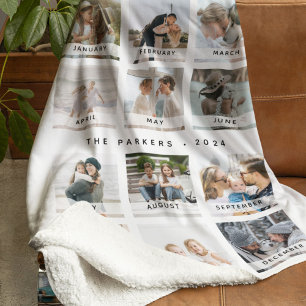 Moderne kalender foto collage Kerstmis Fleece Deken