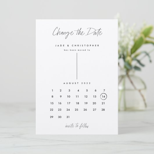 Moderne kalender Kraft verandert de datum Save The Date (Staand voorkant)