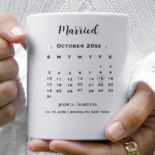 Moderne kalender non-photo Bruiloft Getrouwde datu Koffiemok