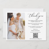 Moderne kalligrafie 3 Foto QR Code Huwelijk Bedankkaart (Achterkant)