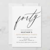 Moderne kalligrafie 40 uur verjaardagsfeest kaart (Voorkant)