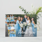 Moderne kalligrafie 4 Fotocollage Bridesmaid Bedankkaart (Staand voorkant)