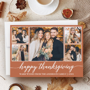 Moderne kalligrafie 5 foto terracotta thanksgiving feestdagenkaart