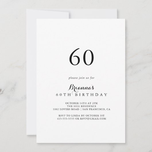Moderne kalligrafie 60e verjaardagsfeest kaart (Voorkant)